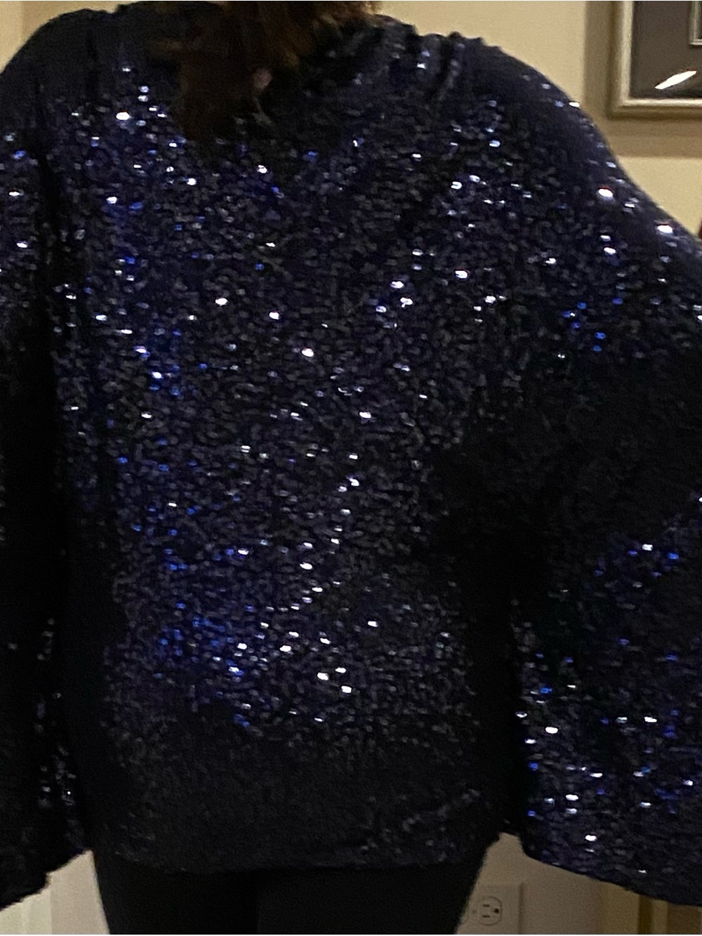 Navy Sequin Evening Blouse